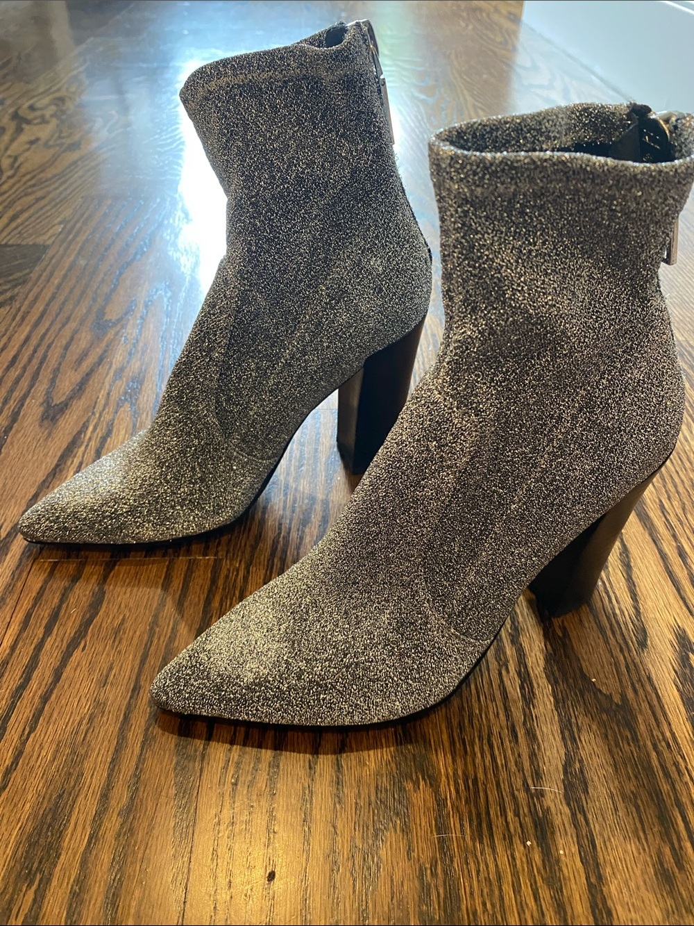 Dolce Vita Silver Glitter Pointed Ankle Booties